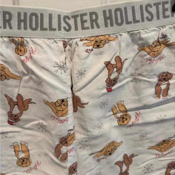Hollister White Holiday Pajama Shorts with Dogs Print Size L - Picture 6 of 10